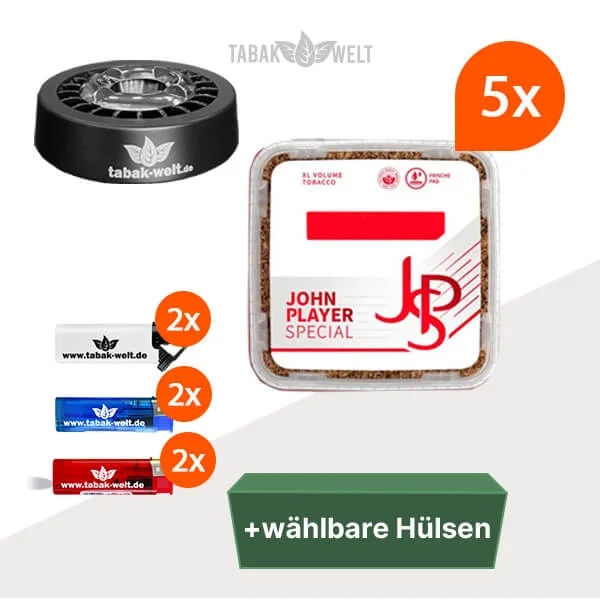 John Player Volumentabak 5x Eimer mit wählbaren Filterhülsen und Roulette Aschenbecher John Player Volumentabak 5x Eimer mit wählbaren Filterhülsen und Roulette Aschenbecher