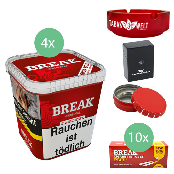 Break Original Tabak 4 x Giga Box mit 2000 Plus Filterhülsen 