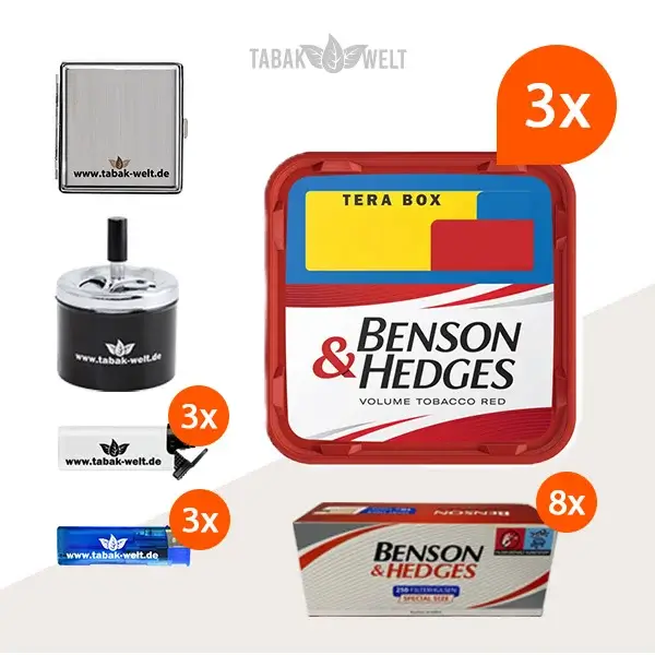 Benson und Hedges Red Volumentabak 3x Tera Box mit 2000 Special Size Hülsen
