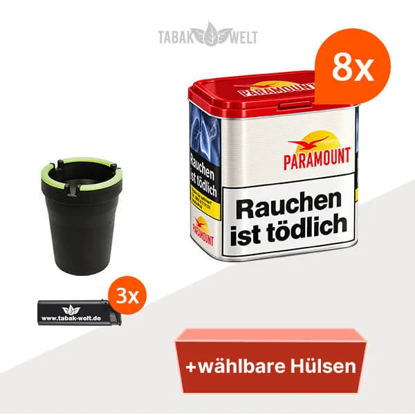 Paramount Red Volumentabak 8× Dose mit wählbaren Filterhülsen und Auto-Aschenbecher
