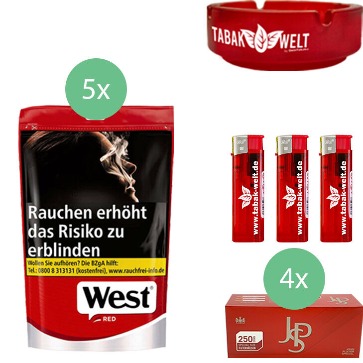 West Red Tabak mit 100 Jps 250 Hülsen