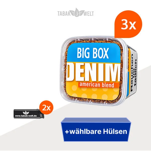Denim Tabak, 3 Big Boxen mit wählbaren Hülsen