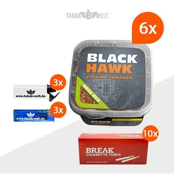  Black Hawk Volumentabak 6x Eimer mit 2000 King Size Filterhülsen