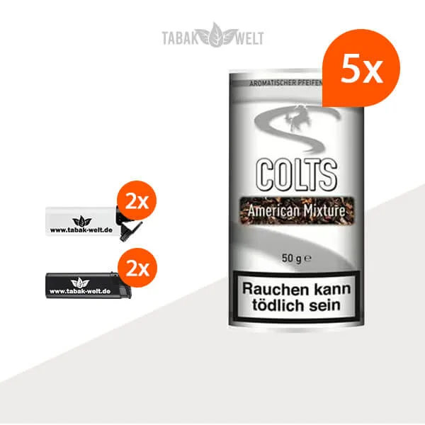 colts-american-mixture-pfeifentabak-5x-pouch-mit-feuerzeuge