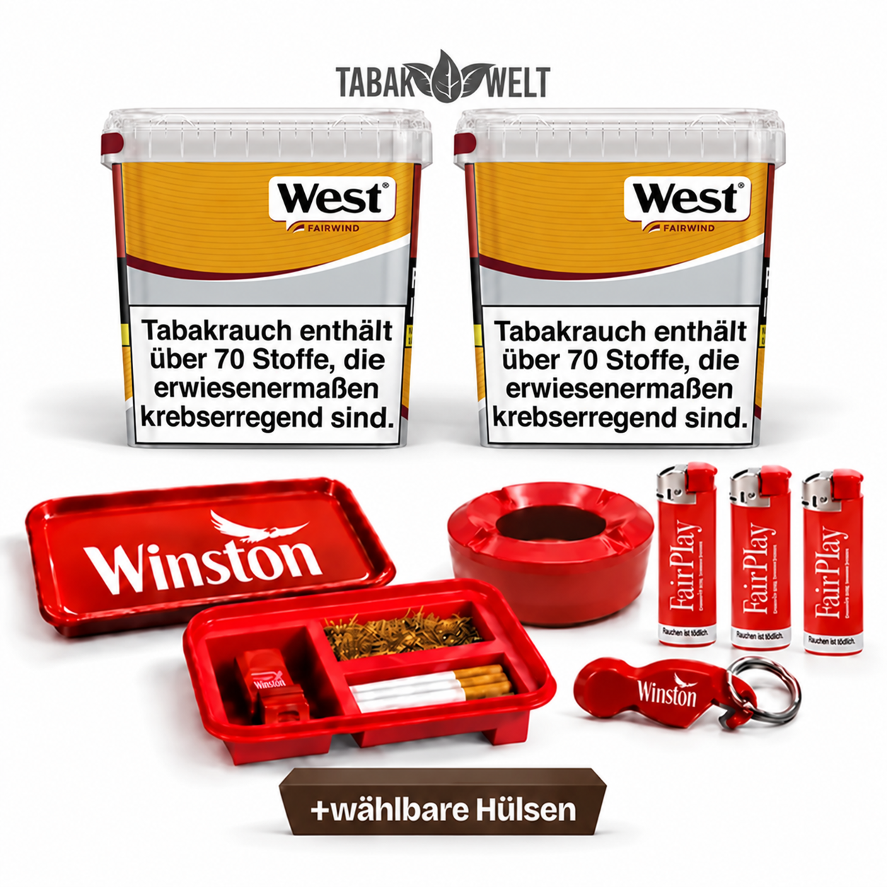 West Yellow Volumentabak 2x Giga Box mit wählbaren Hülsen und Aktionzubehör