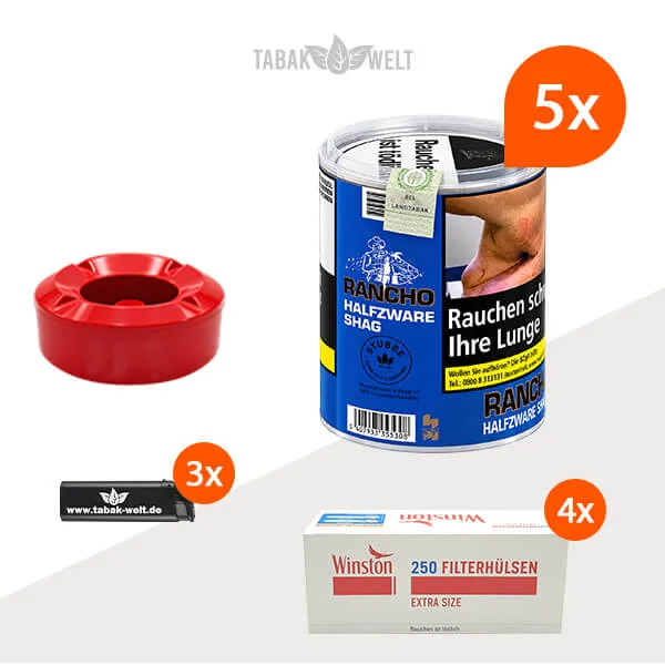 Rancho Halfzware 5er-Pack mit fünf Dosen und 1.000 Extra Size Hülsen