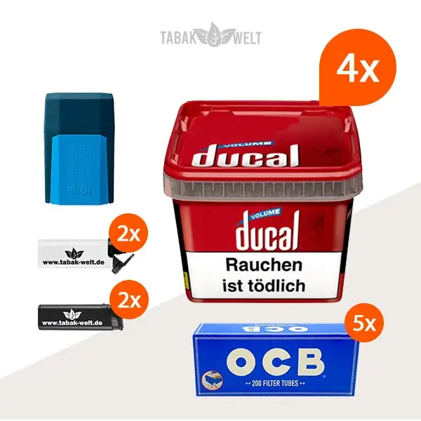 ducal-red-volumentabak-4x-eimer-mit-1000-filterhuelsen-und-etui