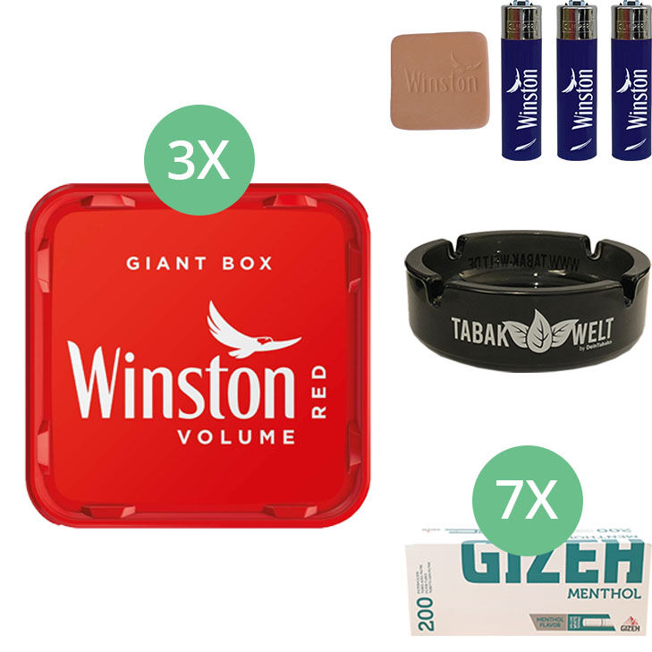 Winston Giant Box 3 x 205g mit 1400 Menthol Hülsen