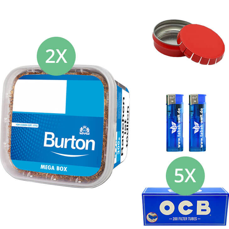 Burton Blue Tabak 2 x Mega Box mit 1000 Hülsen