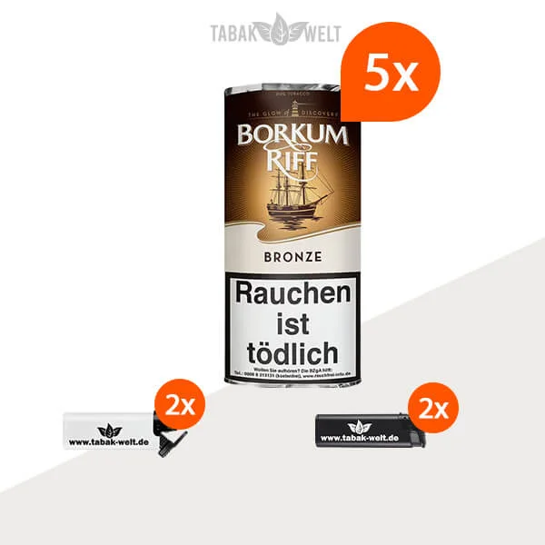 borkum-riff-bronze-pfeifentabak-5x-pouch-mit-feuerzeuge