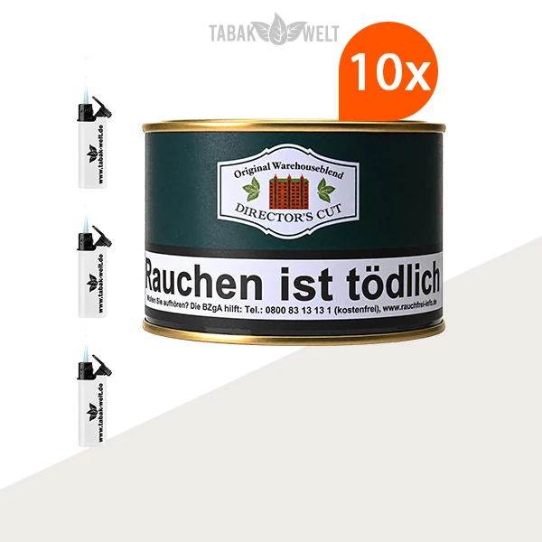 HU Tobacco Director’s Cut Pfeifentabak, 10 Dosen mit Feuerzeugen
