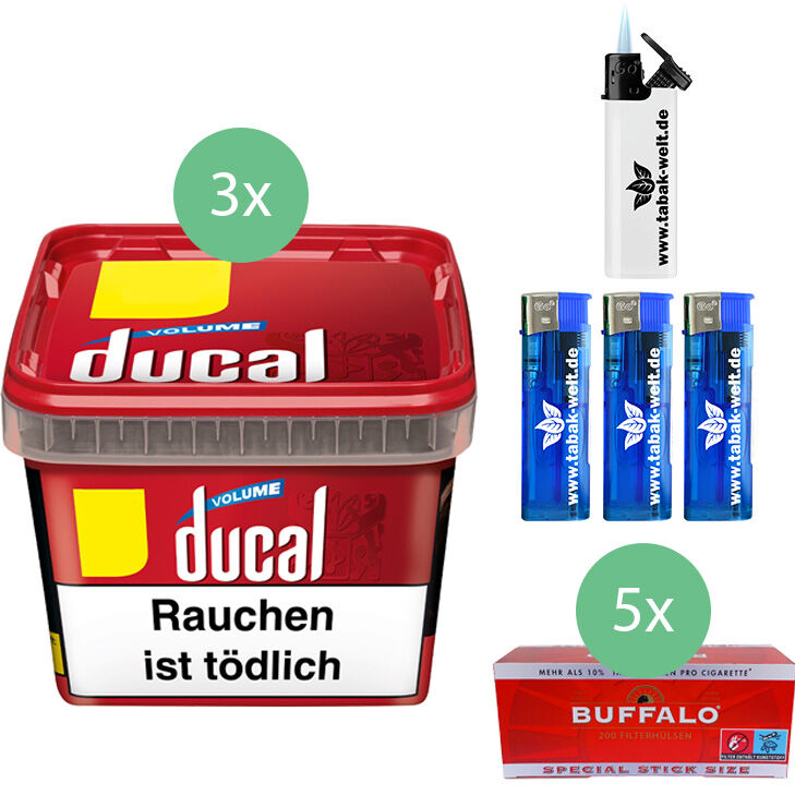 Ducal Tabak 3 x Eimer mit 1000 Special Size Hülsen