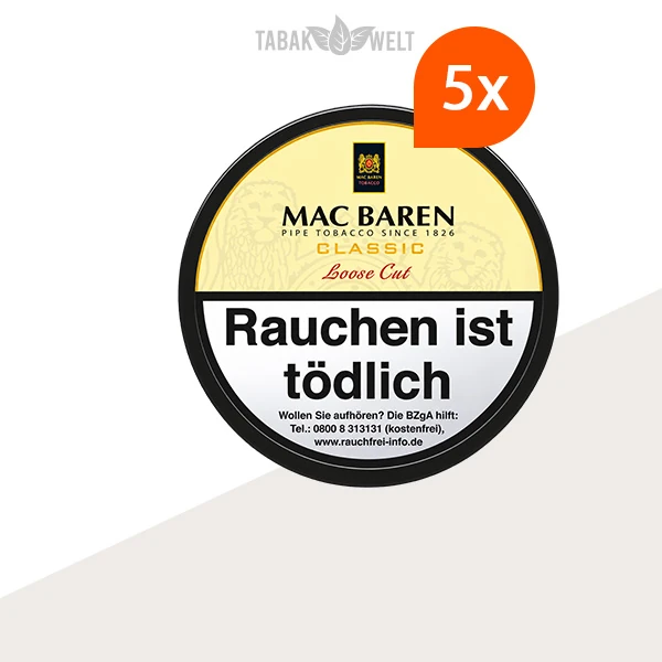 Mac Baren Classic Loose Cut Pfeifentabak – 5x Dose