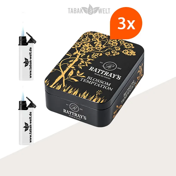 Rattray’s Artist Collection Blossom Temptation Pfeifentabak – 3er-Dose mit Feuerzeugen