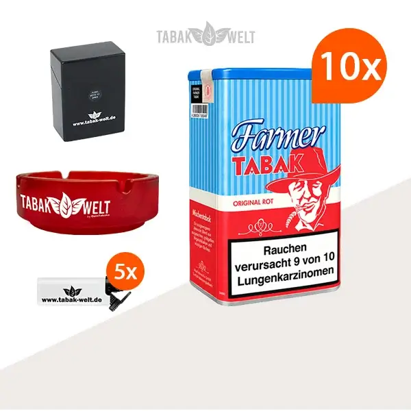 Farmer Rot Pfeifentabak 10x Dose mit Etui
