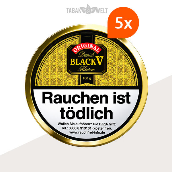 Danish Black V Pfeifentabak klein – 5 Dosen