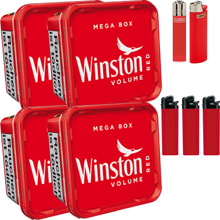 Winston Mega Box 4 x 140g mit Feuerzeugen