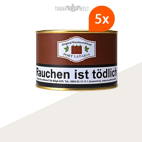 HU Tobacco Port Latakia Pfeifentabak – 5 Dosen im Set