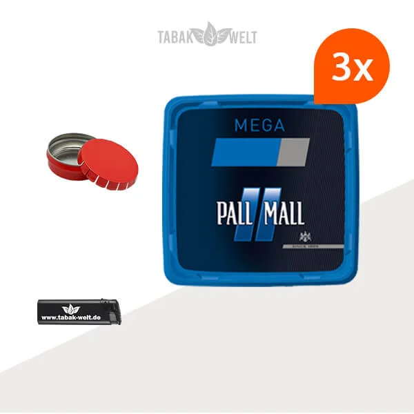 Pall Mall Tabak Blau 3 x Mega Box mit Mini Aschenbecher Pall Mall Tabak Blau 3 x Mega Box mit Mini Aschenbecher