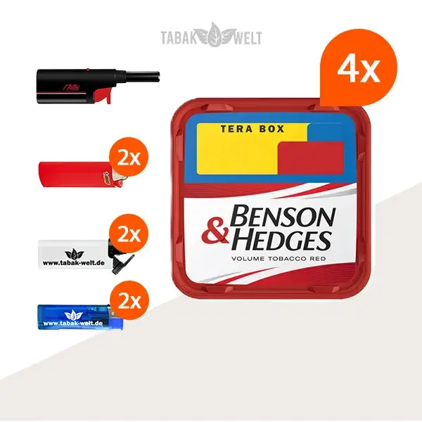 Benson und Hedges Red Volumentabak 4x Tera Box mit Stabfeuerzeug