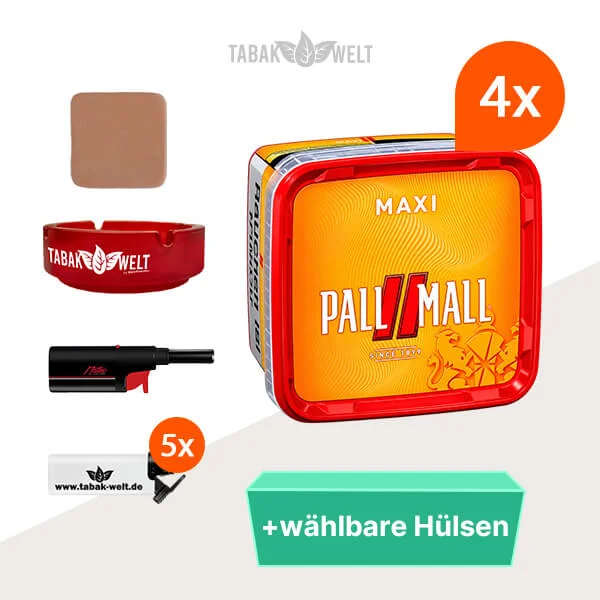 Pall Mall Tabak 4 x Maxi-Box mit wählbaren Filterhülsen und Aschenbecher