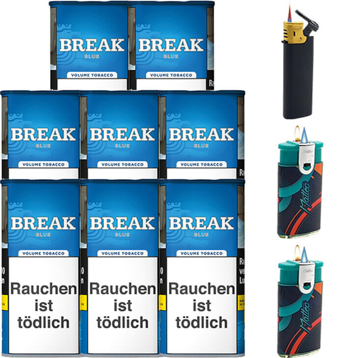 Break Blue / Blau 8 x 100g mit Feuerzeuge