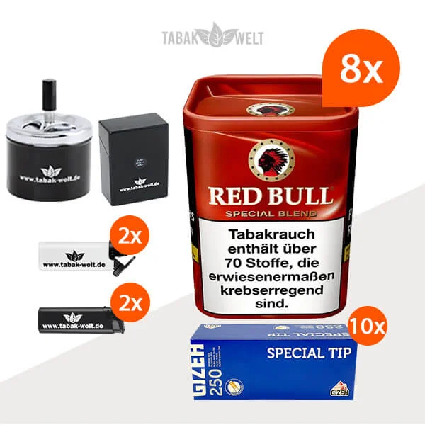 red-bull-special-blend-feinschnitt-tabak-8x-dose-mit-2000-special-tip-king-size-huelsen