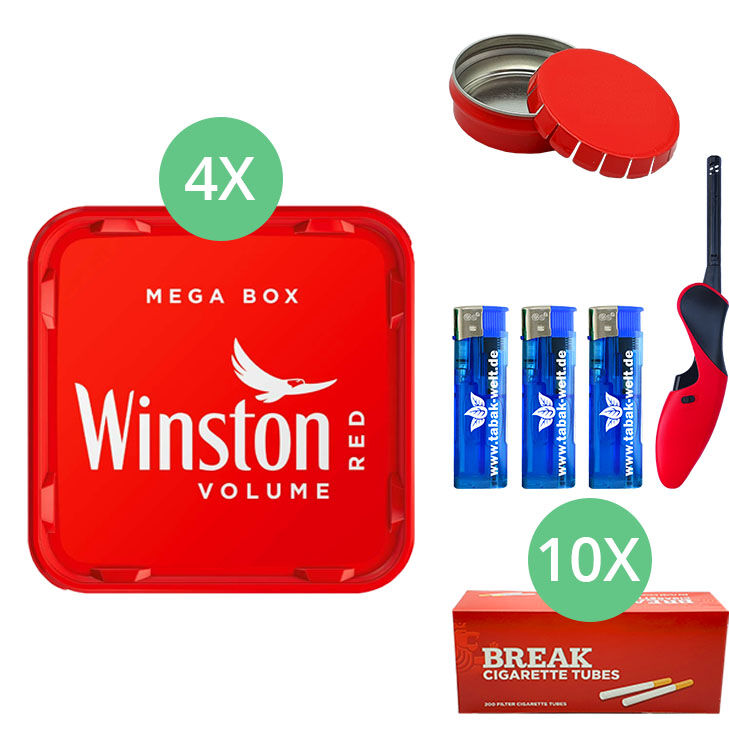 Winston Tabak 4 x Mega Box mit 2000 King Size Hülsen