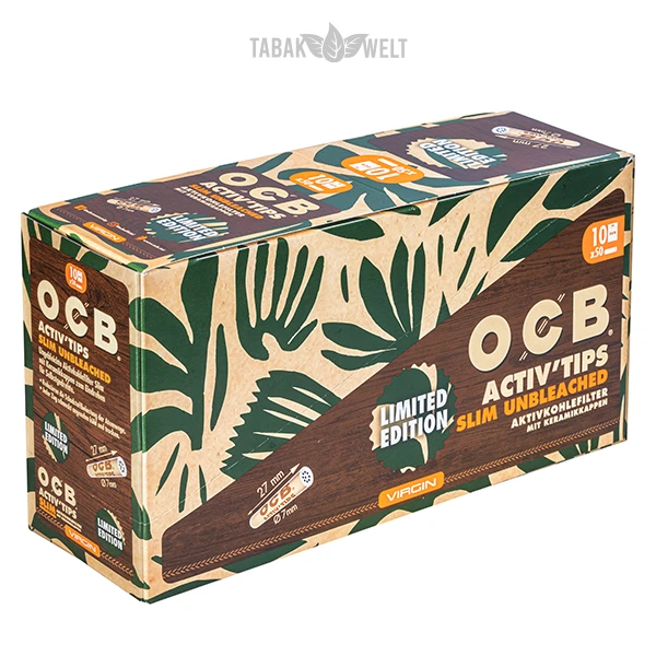 ocb-activ-tips-slim-unbleached-7-mm-10-x-50-stueck-limited-edition-box