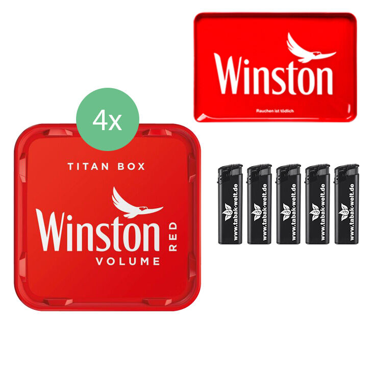 Winston Tabak 4 x Titan Box mit Stopftablett