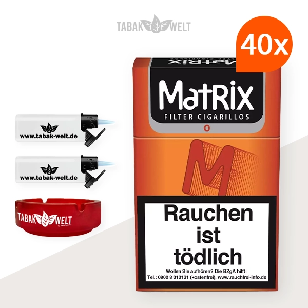 40x-matrix-zigarillos-orange-m-mit-filter-2x-sturmfeuerzeug-aschenbecher