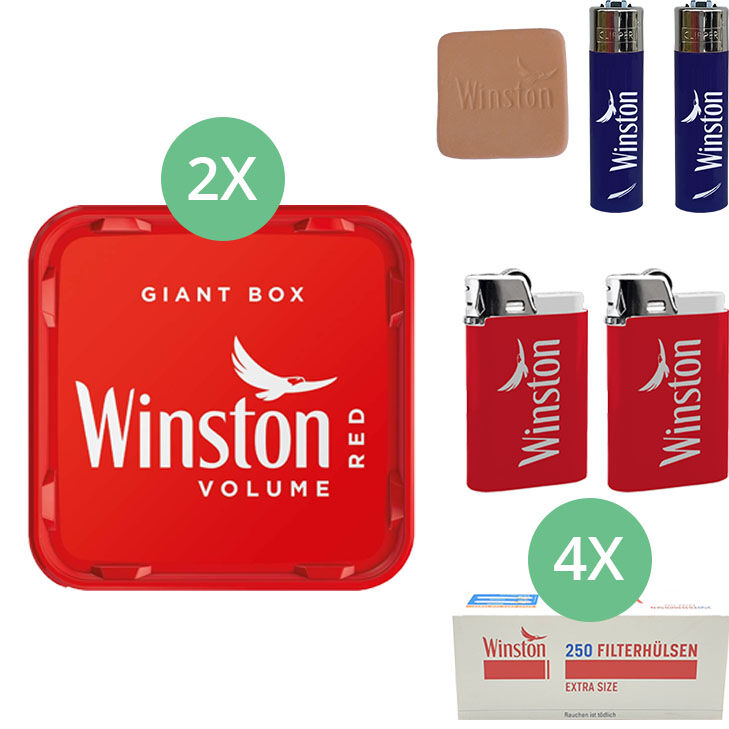 Winston Giant Box 2 x 205g mit 1000 Extra Size Hülsen