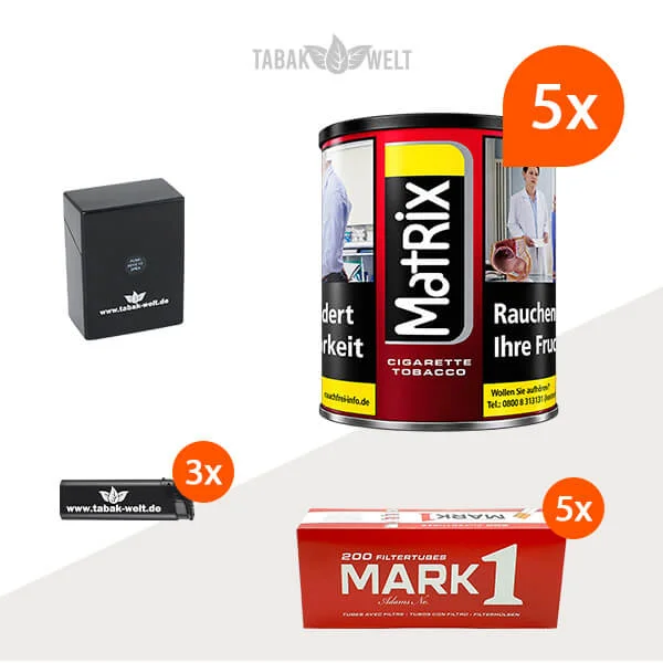 Matrix Red Feinschnitt 5 x Dose mit 1000 King Size Hülsen und Etui