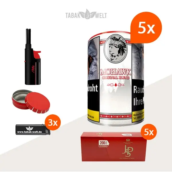 mohawk-original-blend-feinschnitt-tabak-5x-dose-mit-1000-king-size-huelsen-und-feuerzeugen