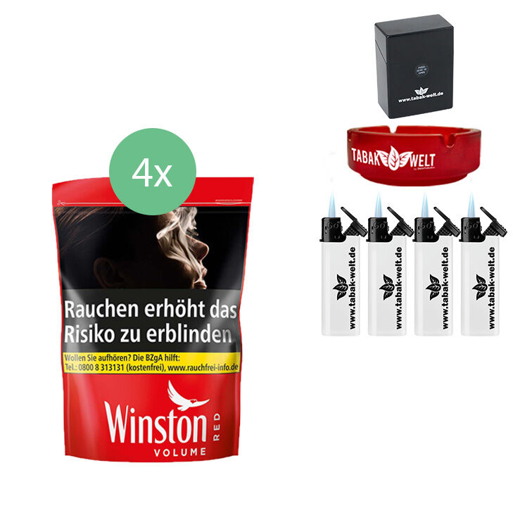 Winston Red 4 x 160g mit Zigarettenbox