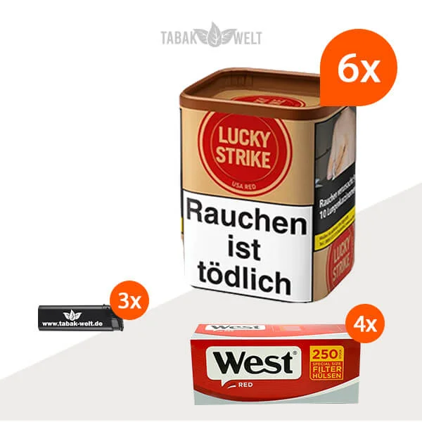 lucky-strike-red-feinschnitt-tabak-6x-dose-mit-1000-extra-size-filterhuelsen