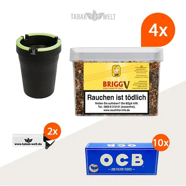 brigg-v-vanilla-pfeifentabak-4x-eimer-mit-2000-huelsen-und-aschenbecher