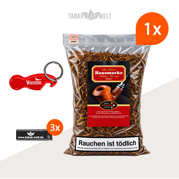Ermuri Hausmarke No. 1 92 Pfeifentabak 1 x Beutel mit Flaschenöffner
