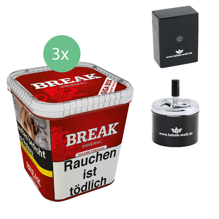 Break Original Tabak 3 x Giga Box mit Aschenbecher