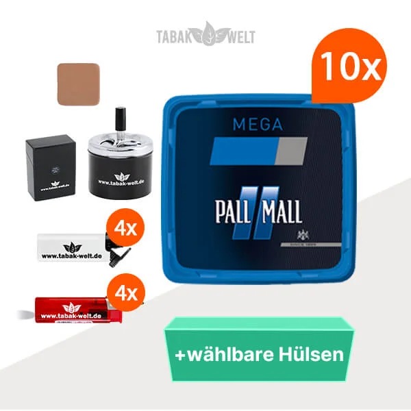 Pall Mall Tabak Blau 10 x Mega Box mit Wählbaren Hülsen Pall Mall Tabak Blau 10 x Mega Box mit Wählbaren Hülsen