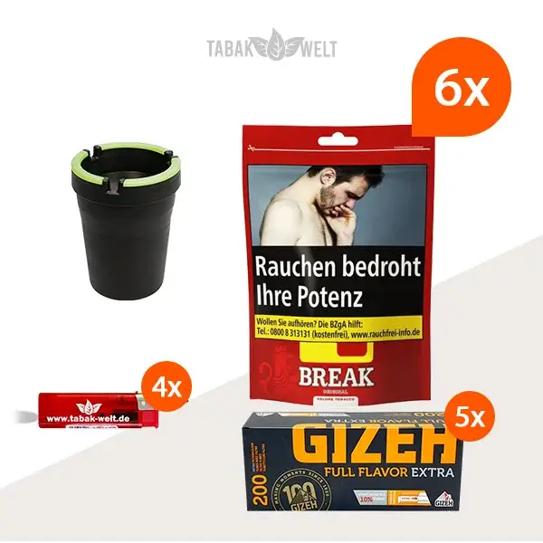 Break Original Volumentabak 6x Beutel mit 1000 Full Flavor Extra Hülsen 