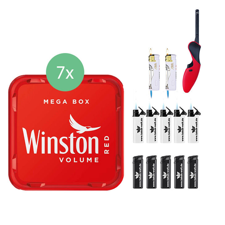 Winston Mega Box 7 x 135g mit Adamo BBQ Stabfeuerzeugen