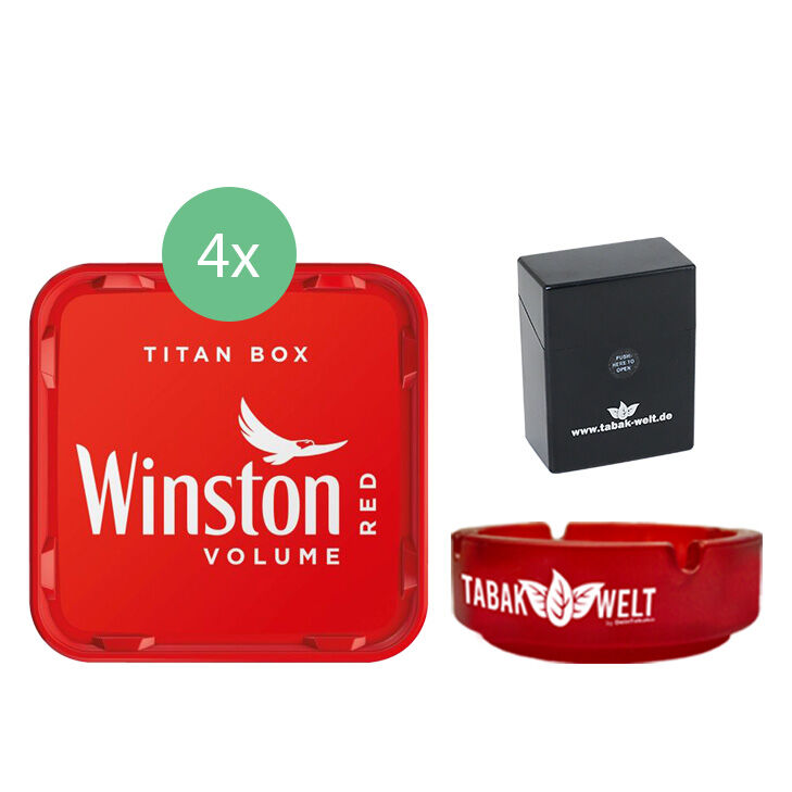 Winston Tabak 4 x Titan Box mit Glasaschenbecher