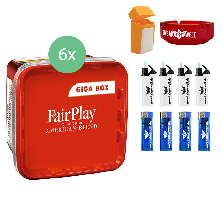 Fair Play Volumentabak 6 x Giga Box mit Aschenbecher