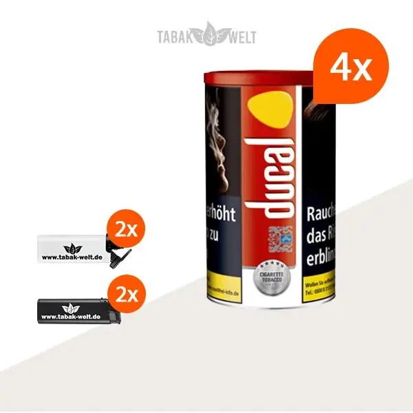 ducal-red-feinschnitt-tabak-4x-dose-mit-feuerzeugen