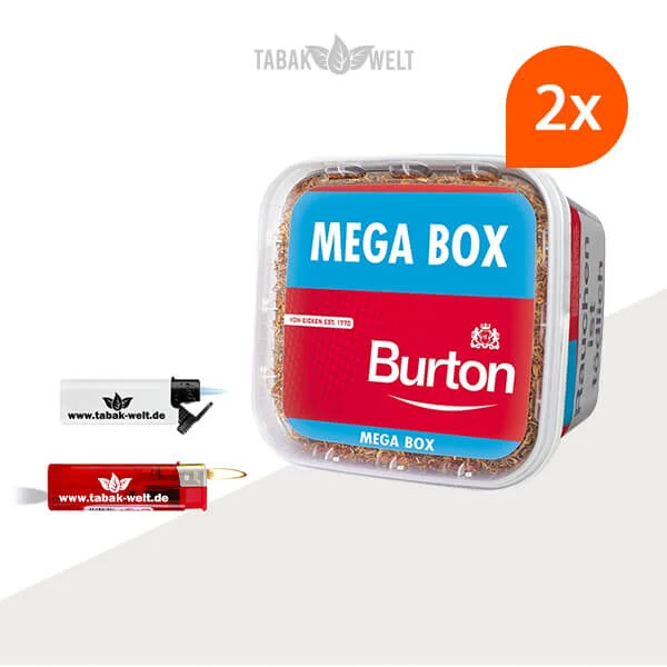 Burton Red Volumentabak 2x Mega Box mit Feuerzeugen