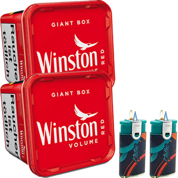 Winston Giant Box 2 x 205g mit Duo Feuerzeuge