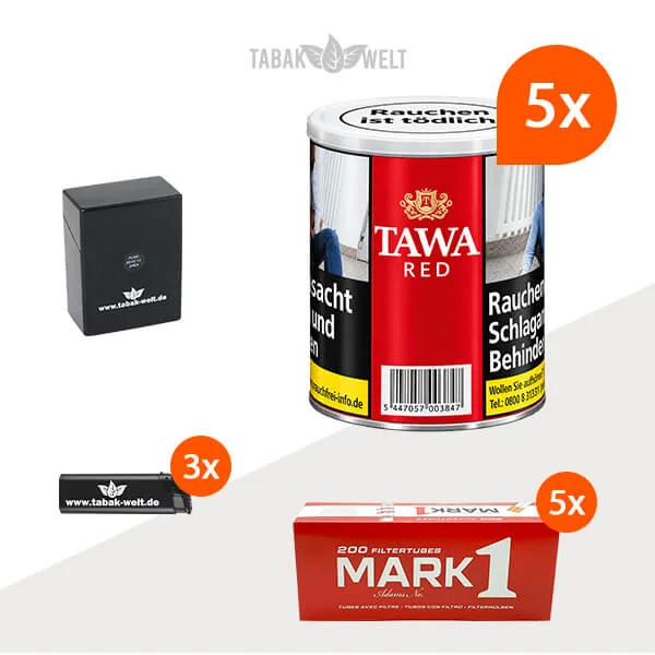 Tawa Red Feinschnitt Tabak mit 1000 King-Size-Hülsen und Etui