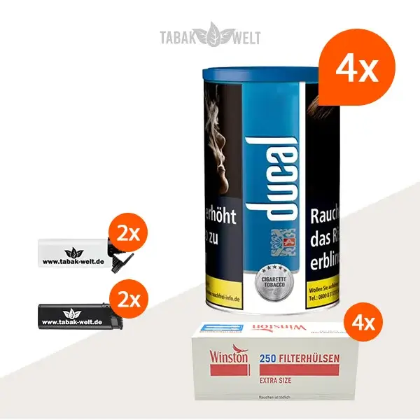 ducal-blau-feinschnitt-tabak-4x-dose-mit-1000-extra-size-huelsen