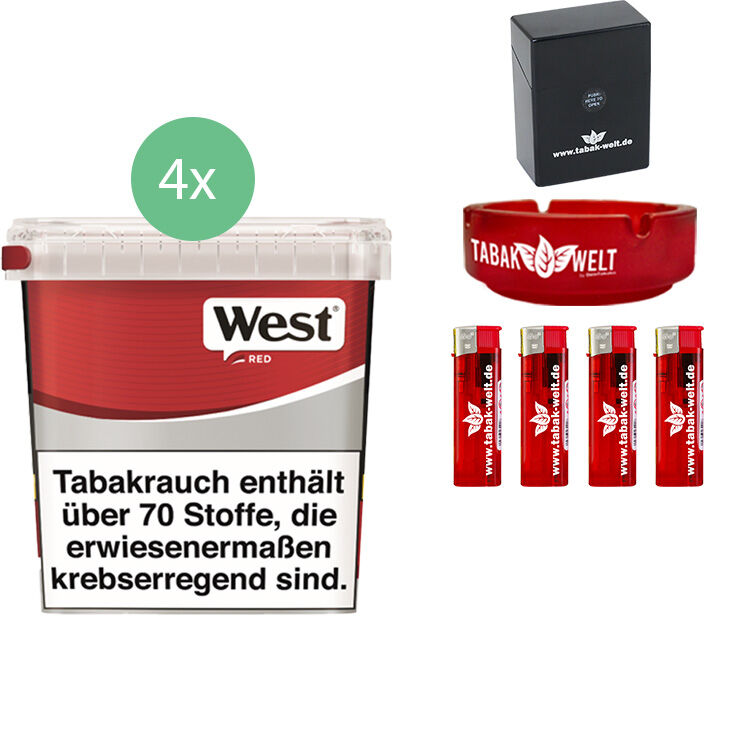 West Red 4 x 190g mit Glasaschenbecher